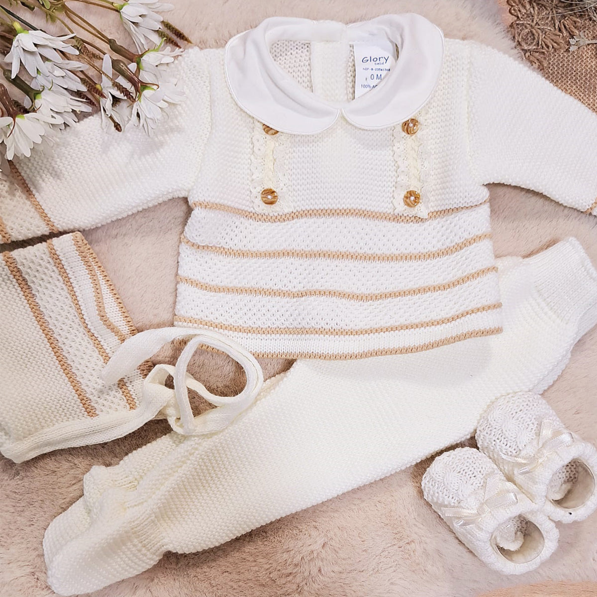 Conjunto 3 piezas crudo (0 a 6 meses)