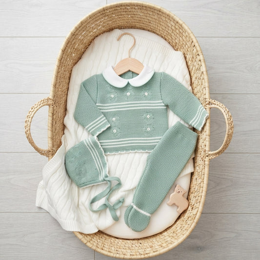 Conjunto 3 piezas lana verde (0 a 6 meses)