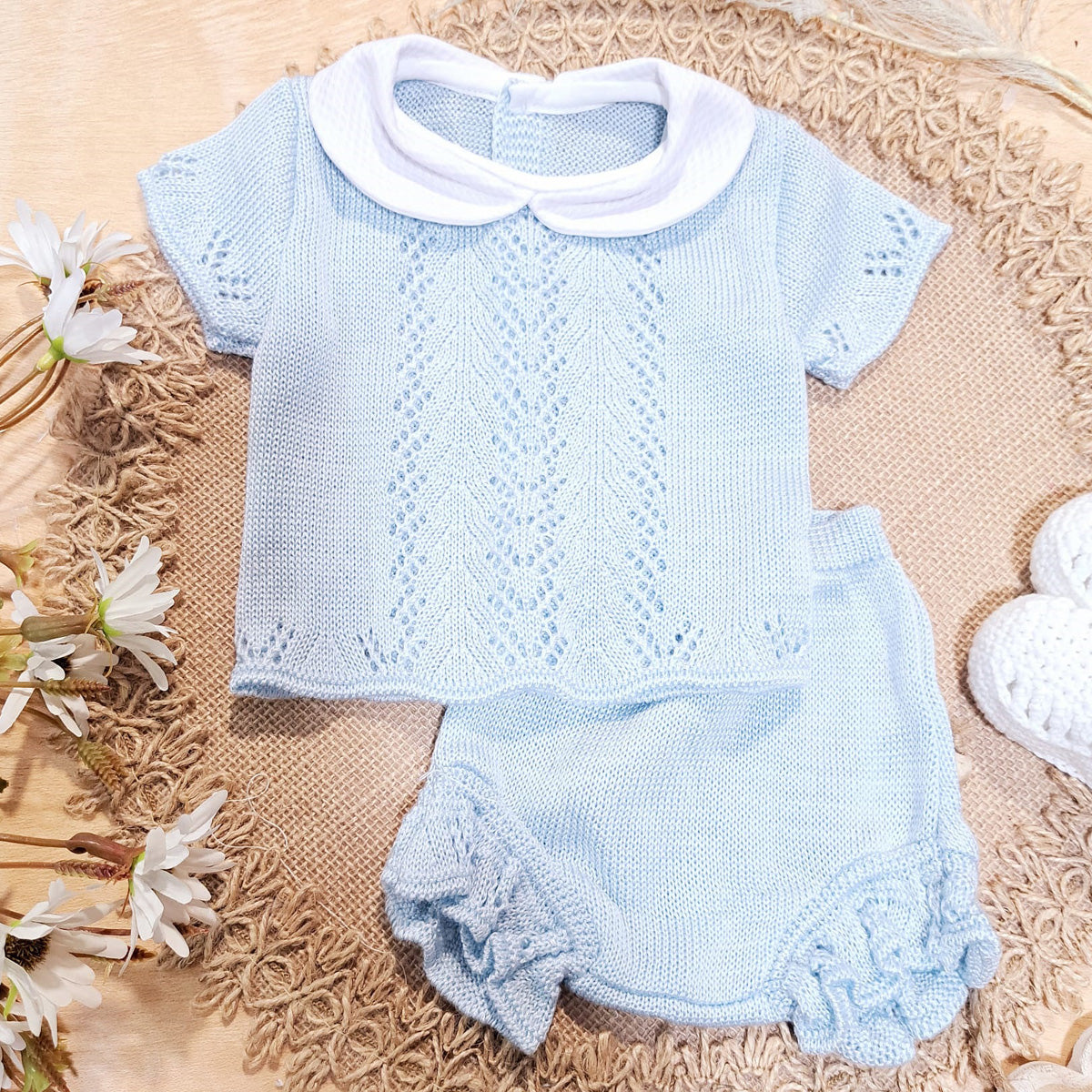 Conjunto perlé azul (0 a 6 meses)