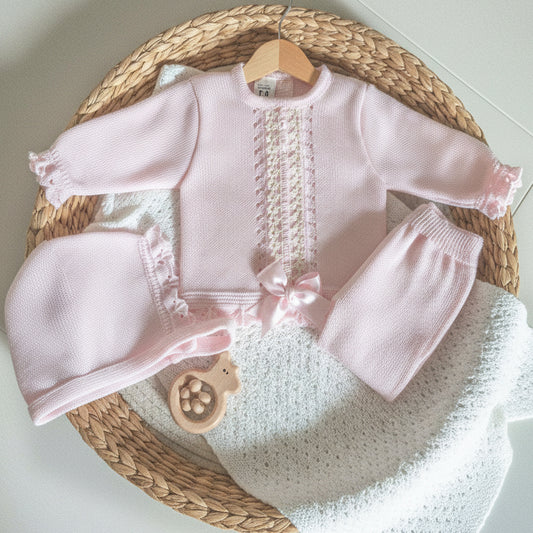 Conjunto de perle rosa (0 a 3 meses)