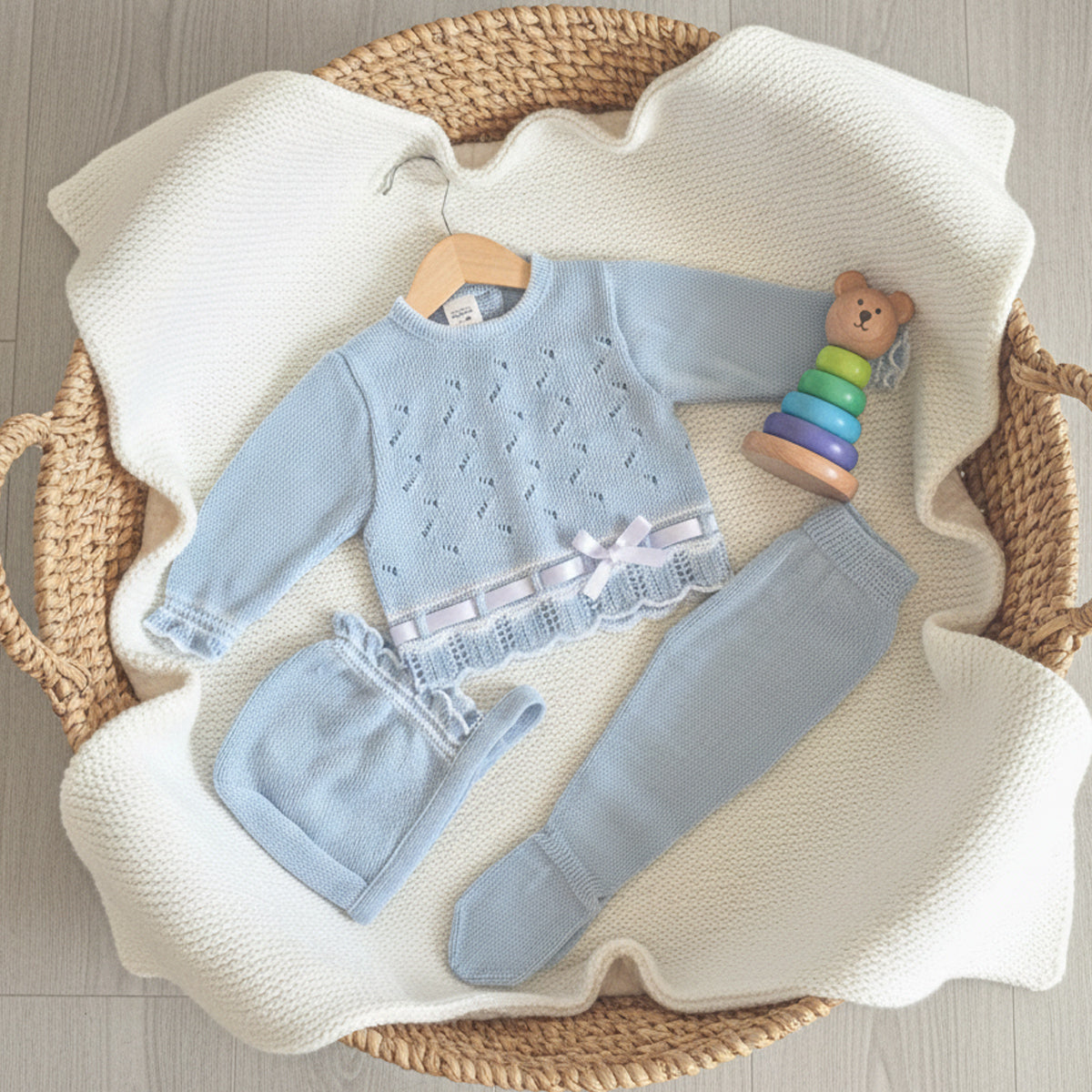 Conjunto celeste 3 piezas (0 a 3 meses)