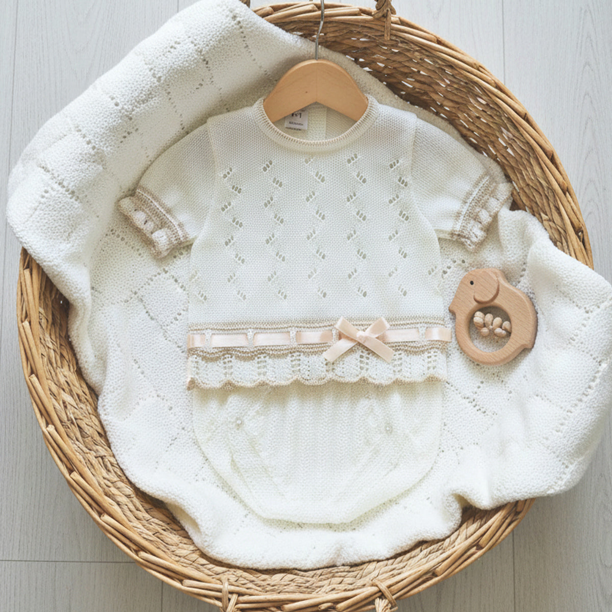 Conjunto perle crudo (0 a 3 meses)
