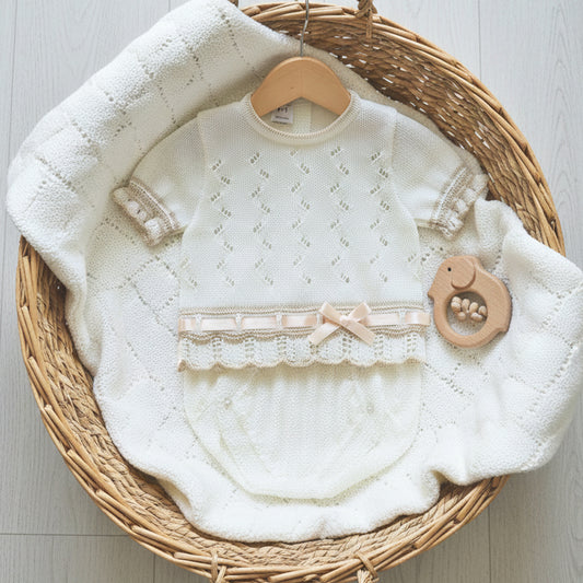 Conjunto perle crudo (0 a 3 meses)