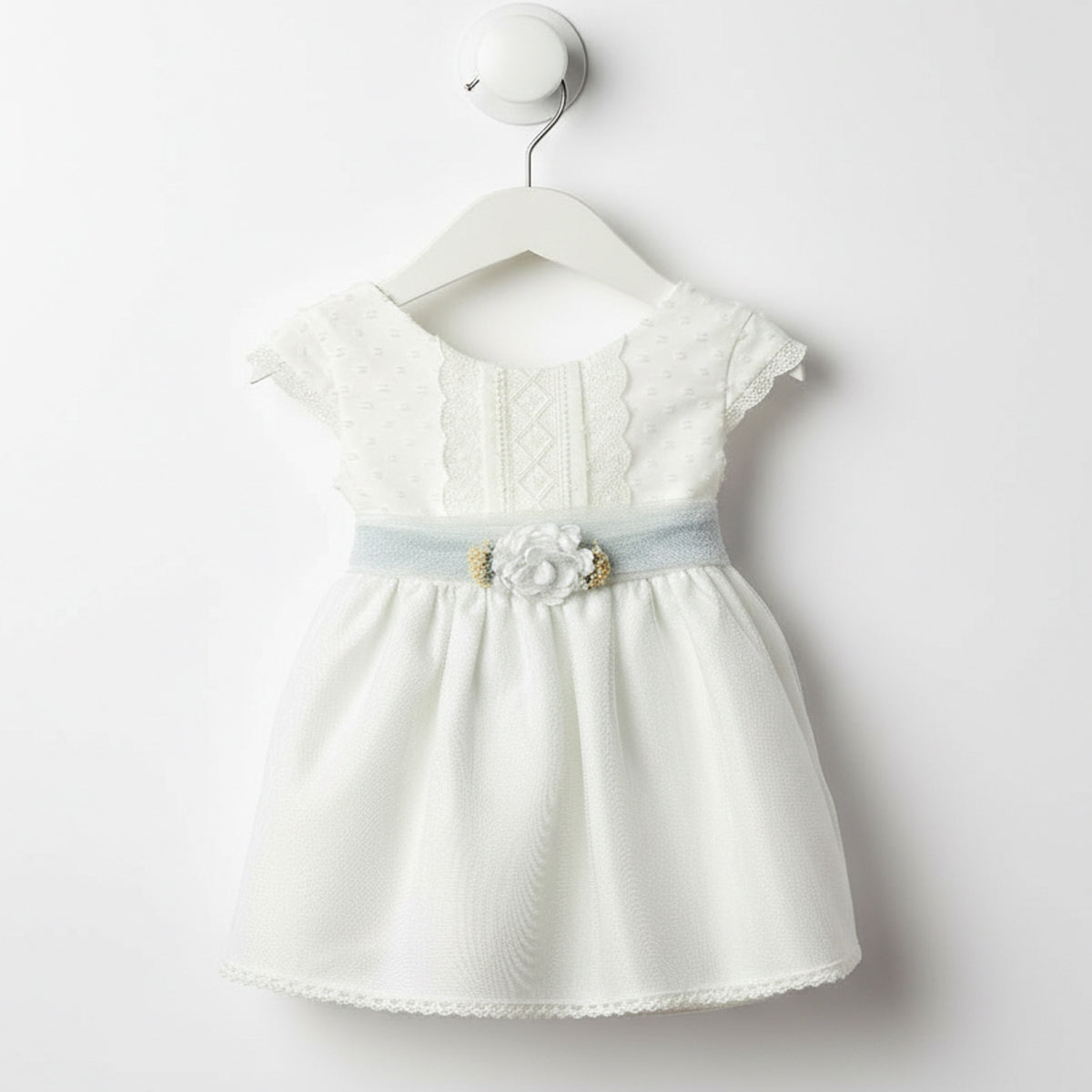Vestido crudo/azul ceremonia (6 a 36 meses)