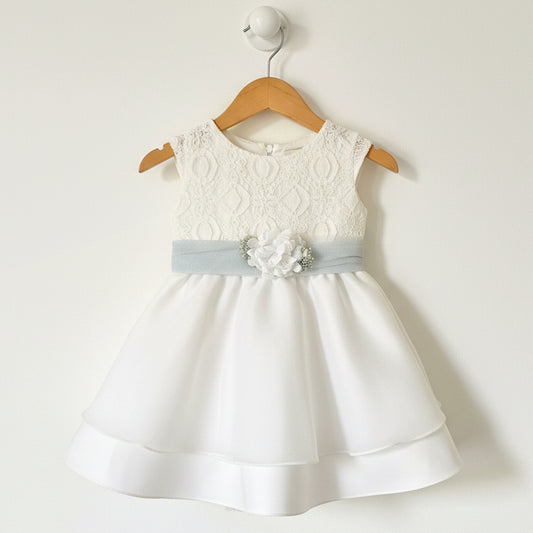 Vestido crudo/azul ceremonia (6 a 36 meses)