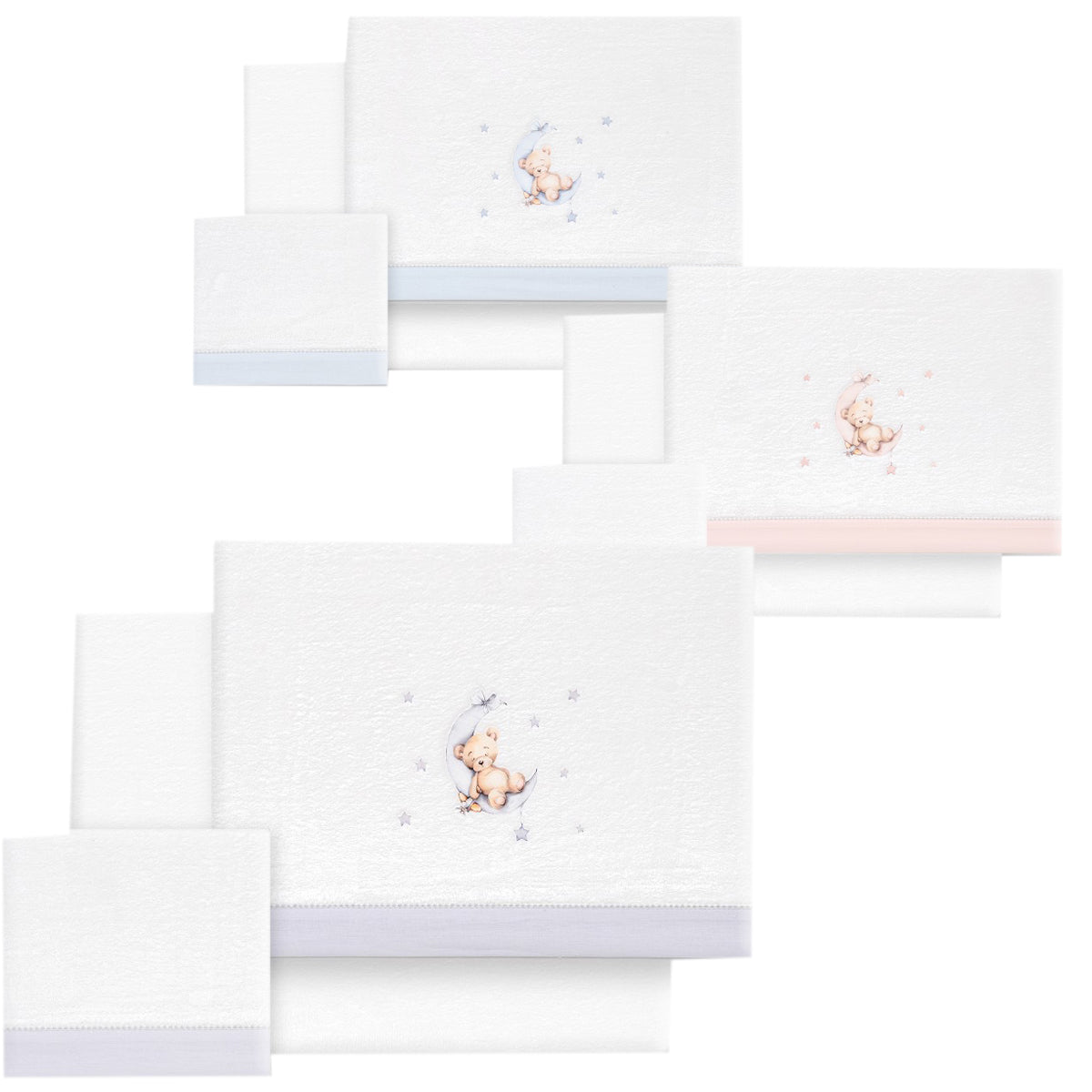 Tríptico mini cuna coralina osito/luna