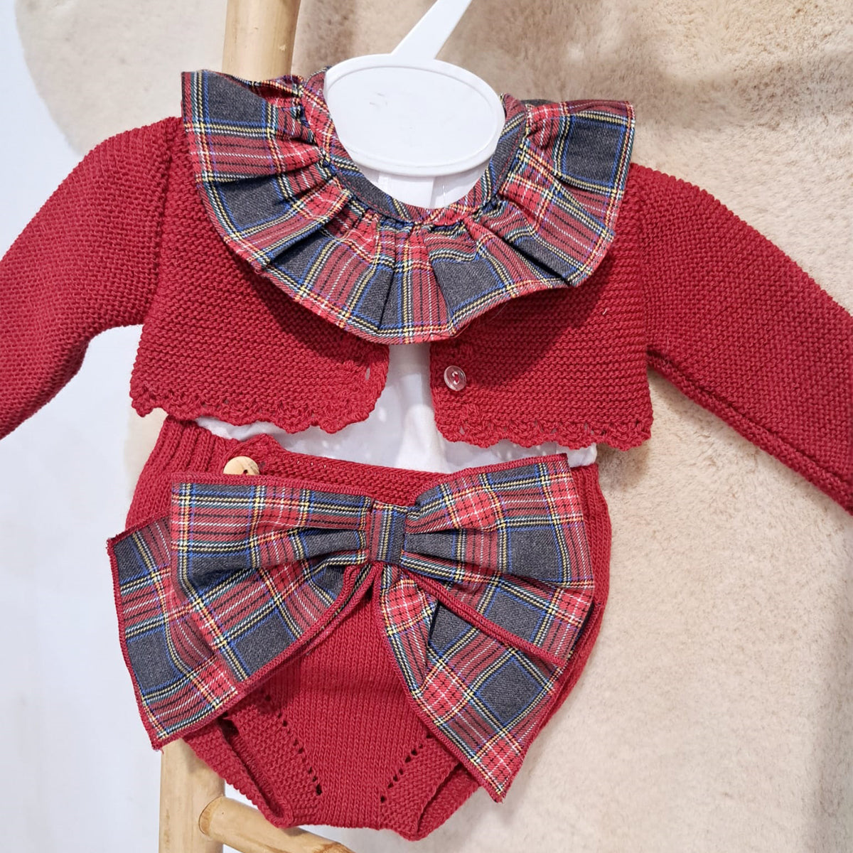 Conjunto Para Bebé Granate Cuadros (0 - 12 meses)