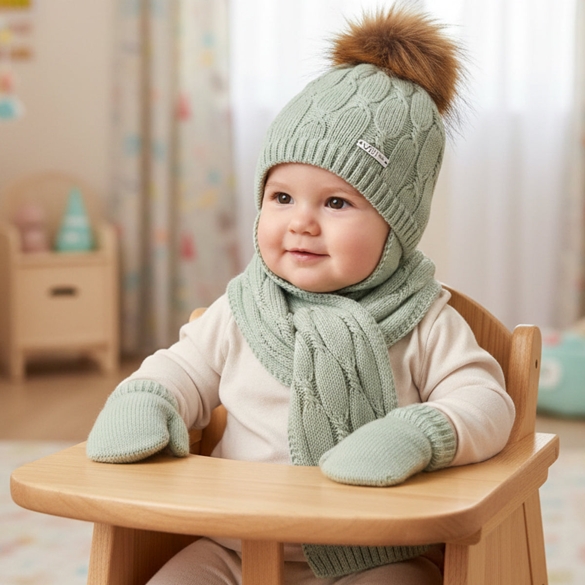 Conjunto gorro 2 piezas Verde empolvado