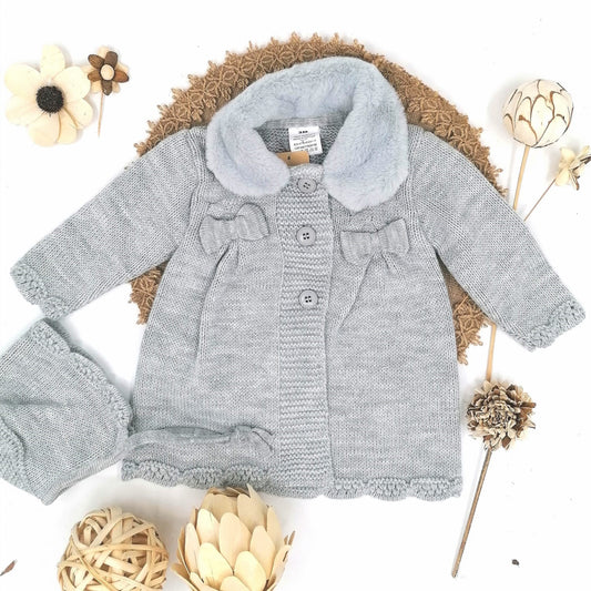 Abrigo de punto con capota, gris (3 a 36 meses)