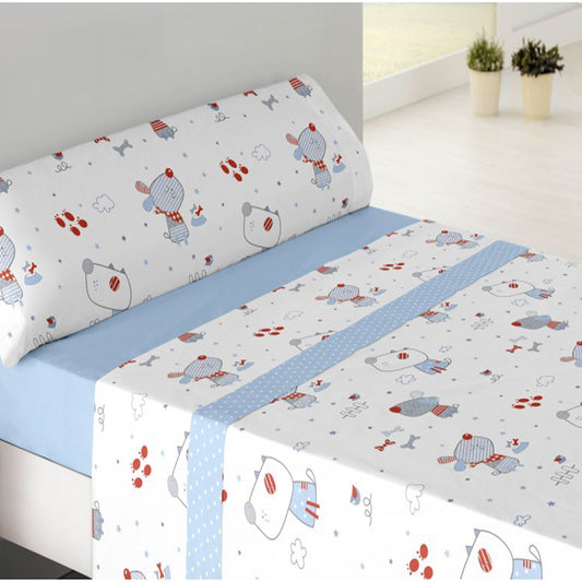 Sabanas Cama 90 Coralina Perro Azul