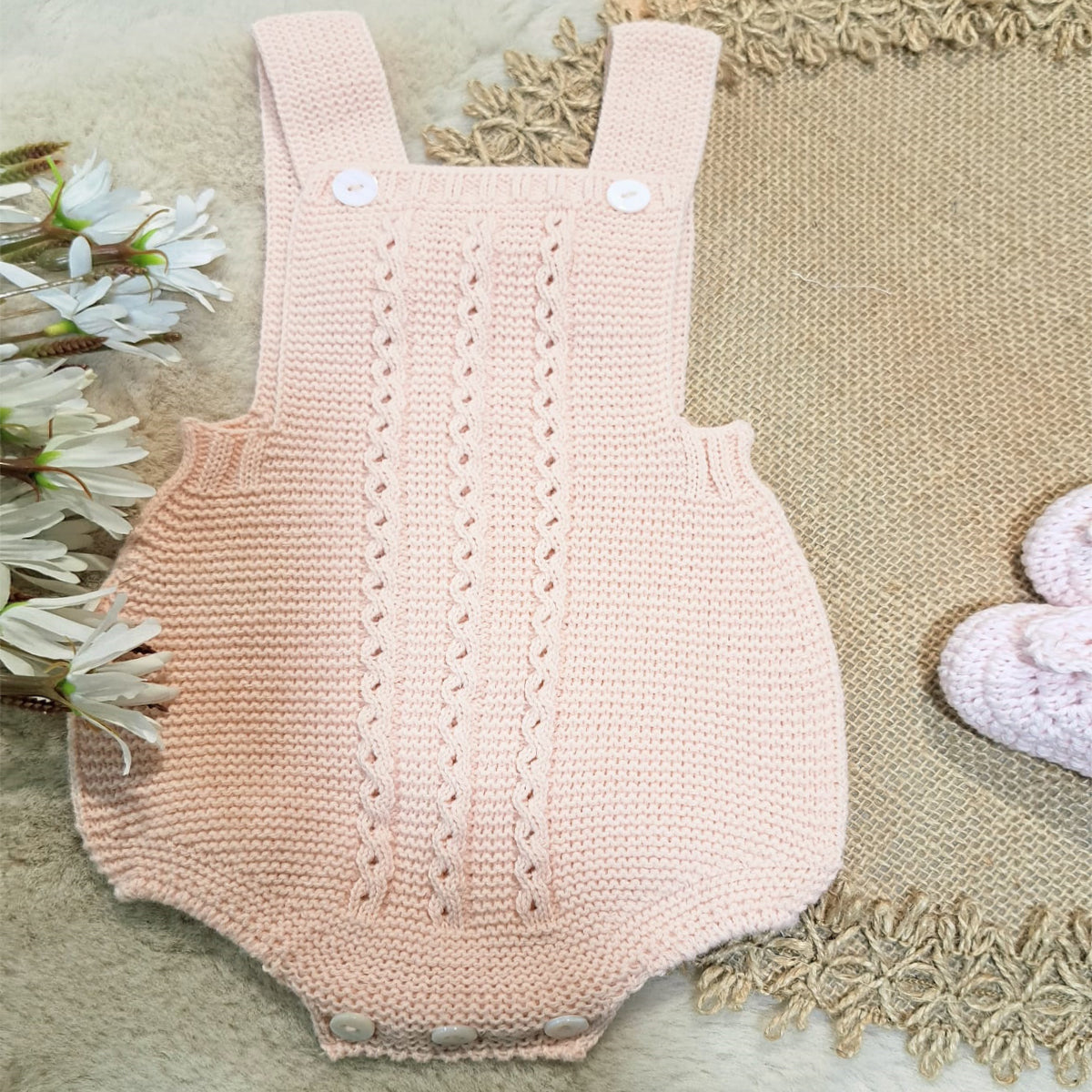 Ranita de lana rosa empolvado (0 a 6 meses)