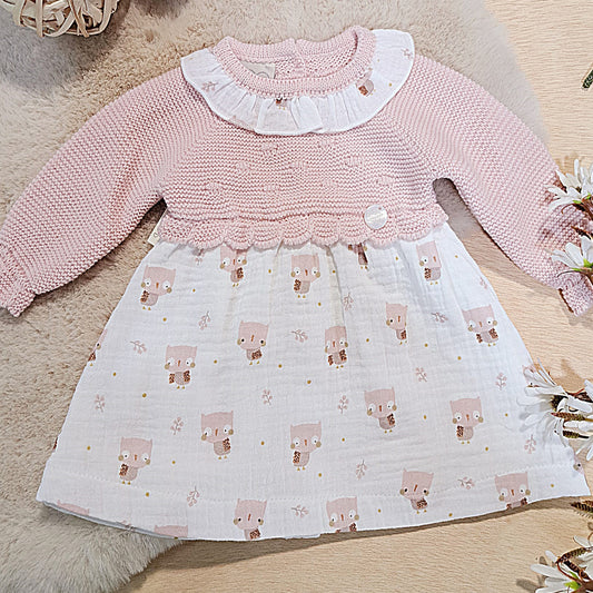 Vestidito de punto rosa ( 00 a 24 meses)