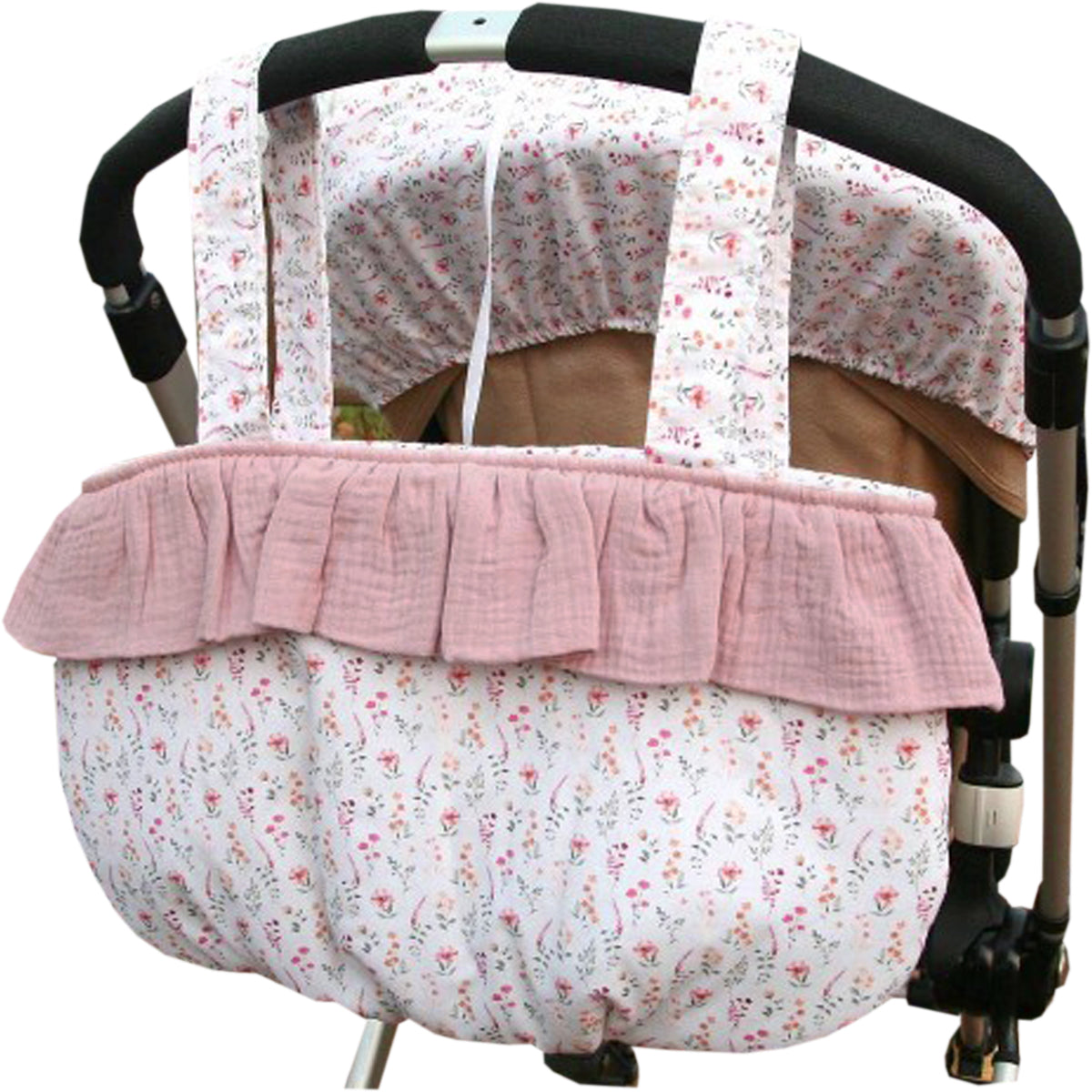 Bolso Bombonera muselina flor rosa
