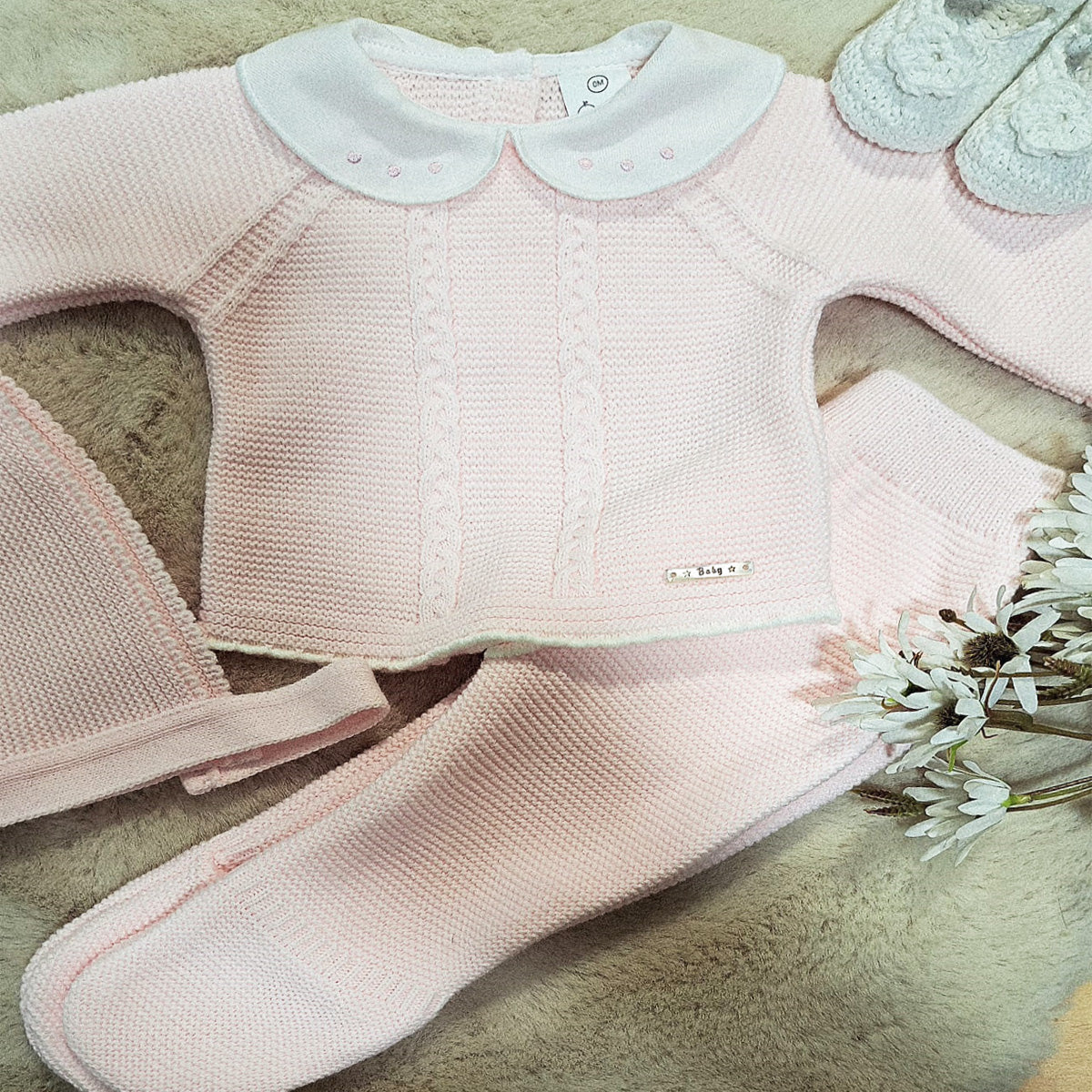 Conjunto 3 piezas rosa (00 a 12 meses)