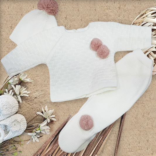 Conjunto de lana crudo (00 a 6 meses)