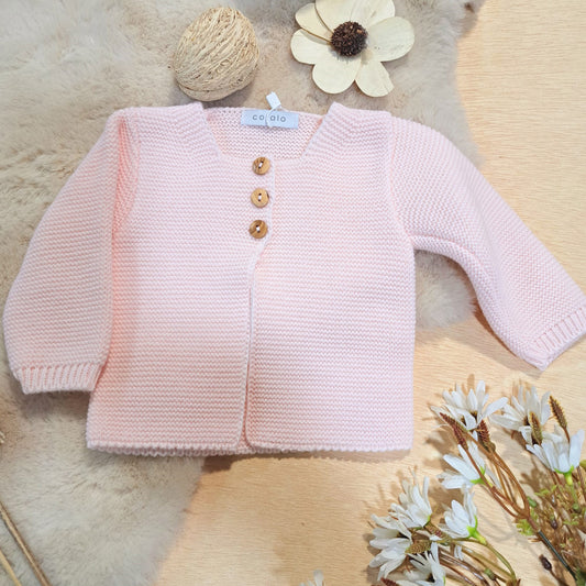 Chaqueta de lana color rosa (0 a 24 meses)