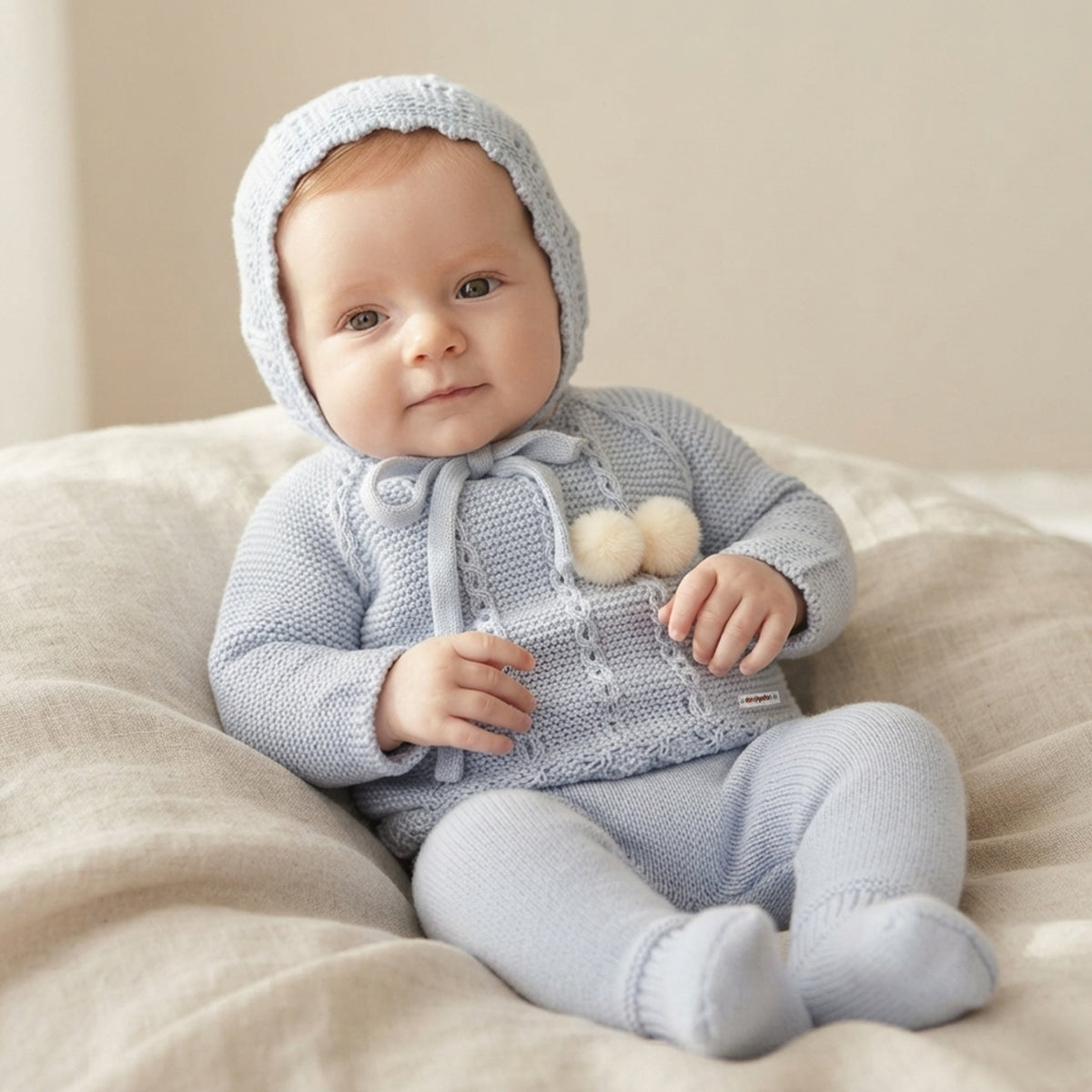 Conjunto de lana azul brisa (0 a 6 meses)