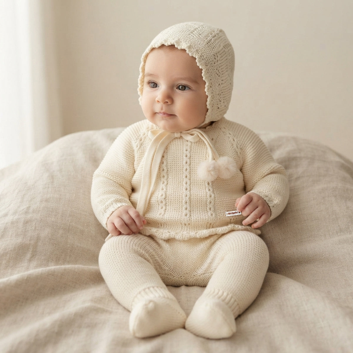 Conjunto de lana crudo (0 a 6 meses)