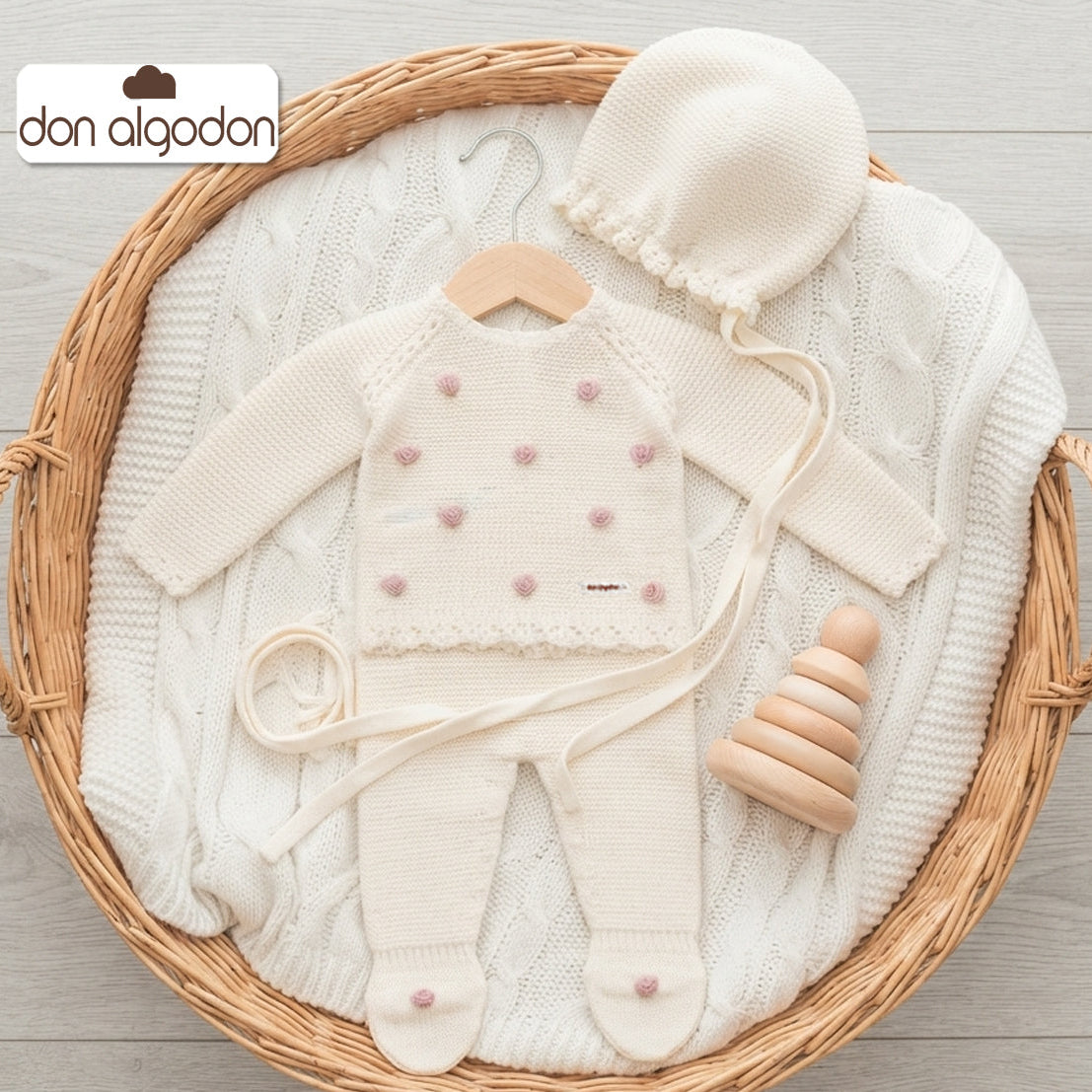 Conjunto de lana crudo/maquillaje (00 a 6 meses)