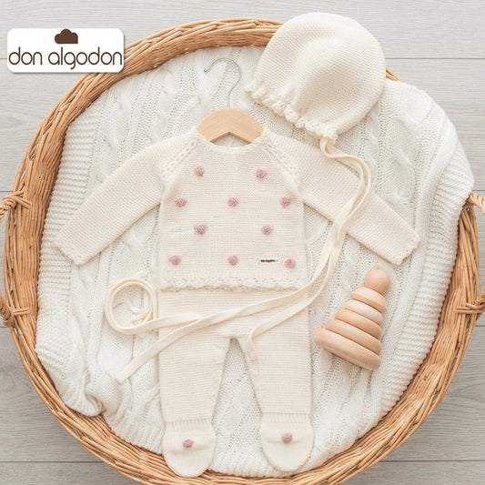 Conjunto de lana crudo/maquillaje (00 a 6 meses)