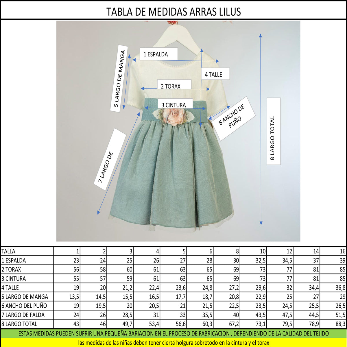 Vestido Infantil ceremonia (4 a 8 años)