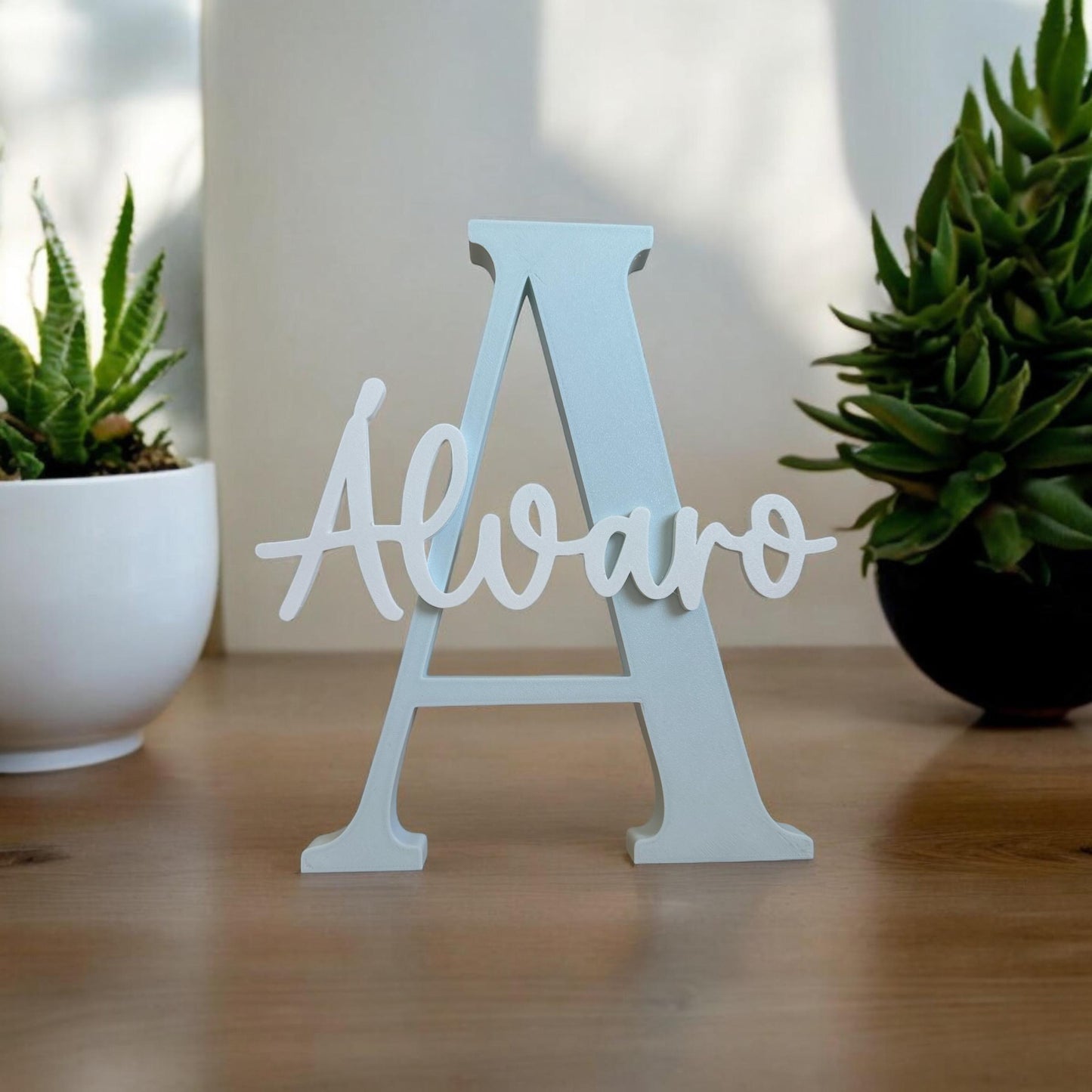 Letra personalizada decorativa Celeste-Blanco