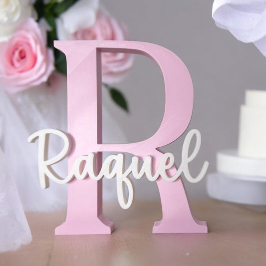 Letra personalizada decorativa Rosa-Blanco