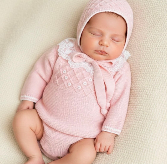 Conjunto 3 piezas rosa bebé (0 a 6 meses)