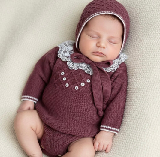 Conjunto 3 piezas berenjena (0 a 6 meses)