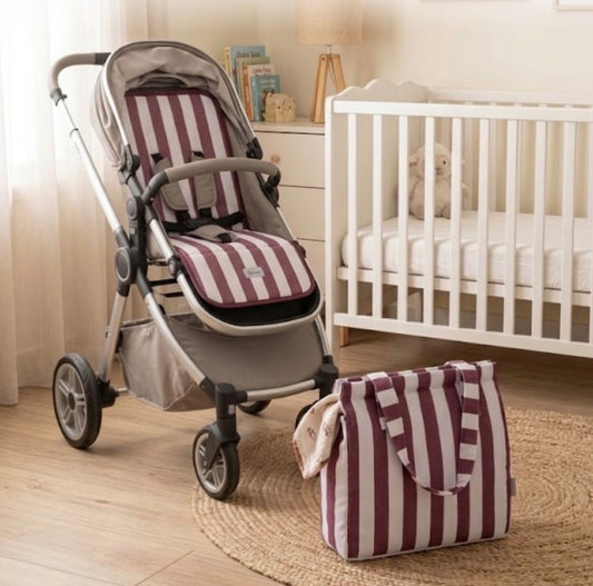 Pack colchoneta universal y bolso maternal granate