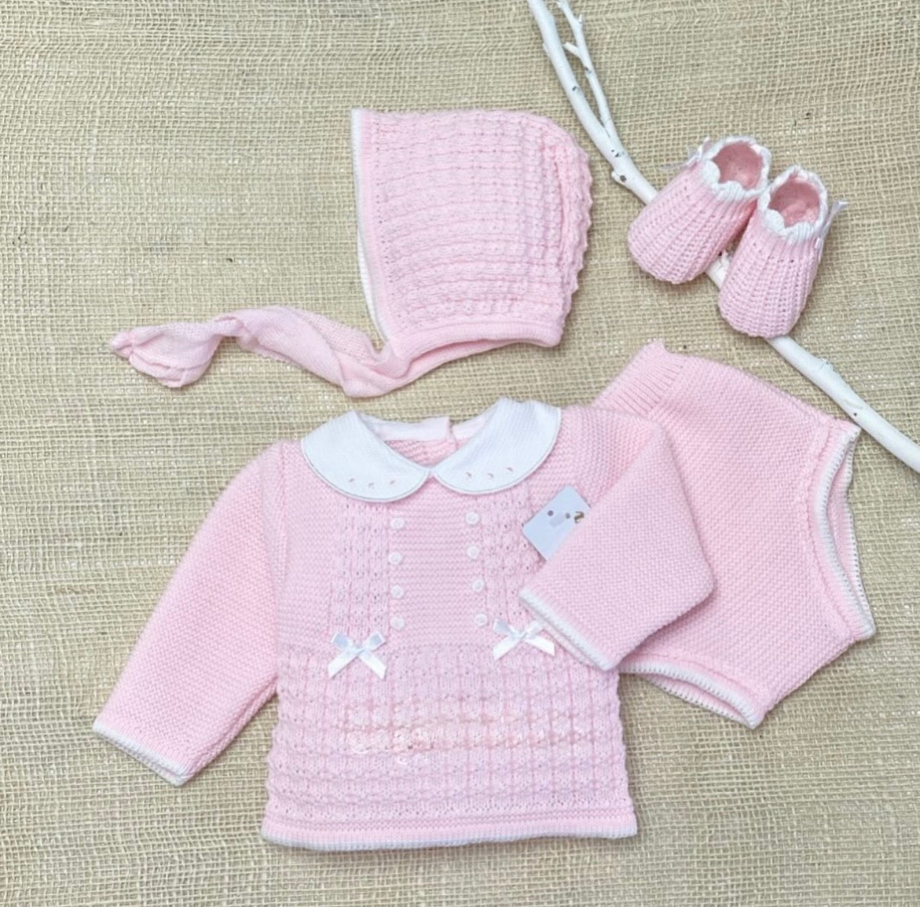 Conjunto 3 piezas rosa bebé (0 a 6 meses)