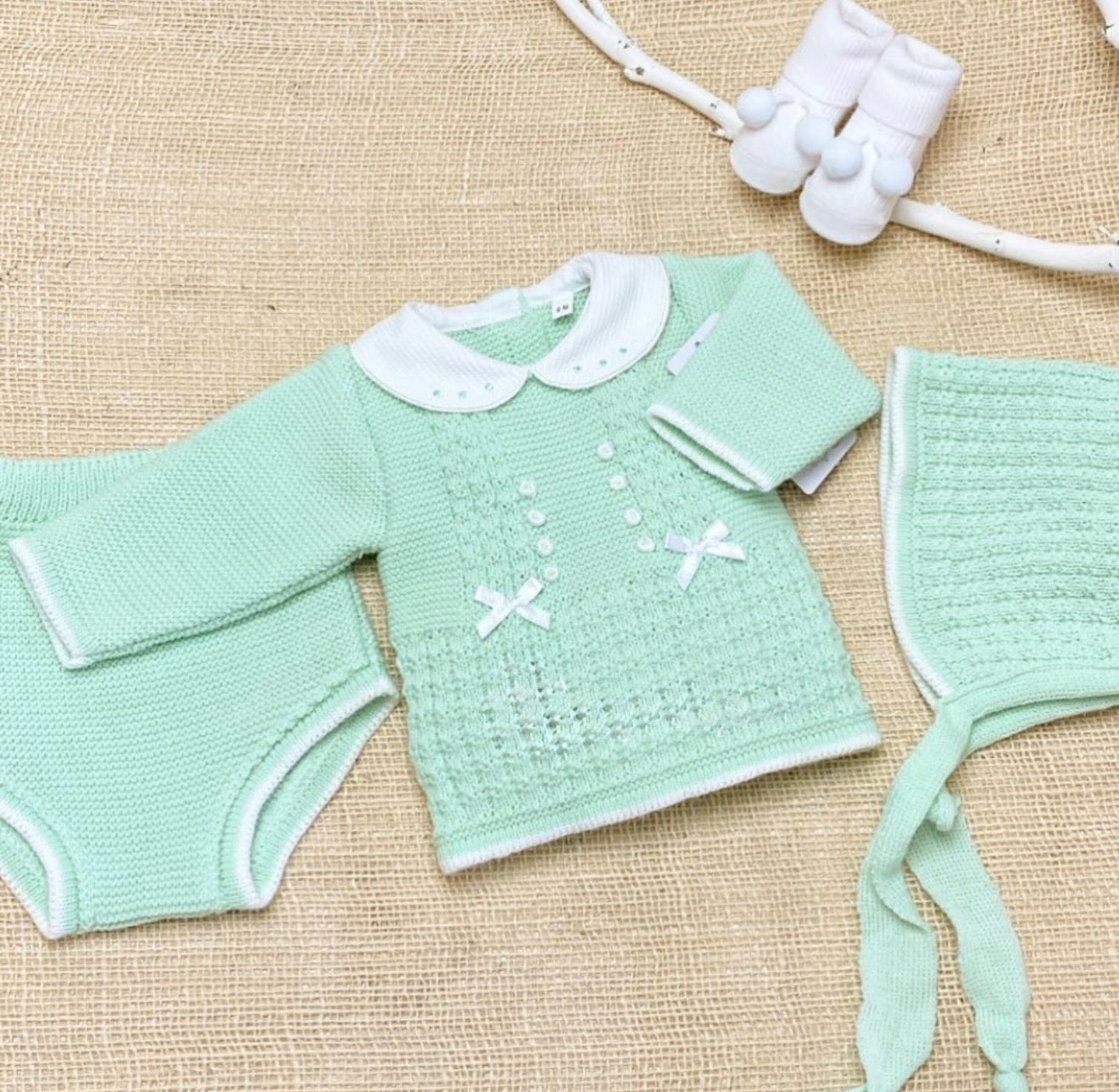 Conjunto 3 piezas verde agua (0 a 6 meses)
