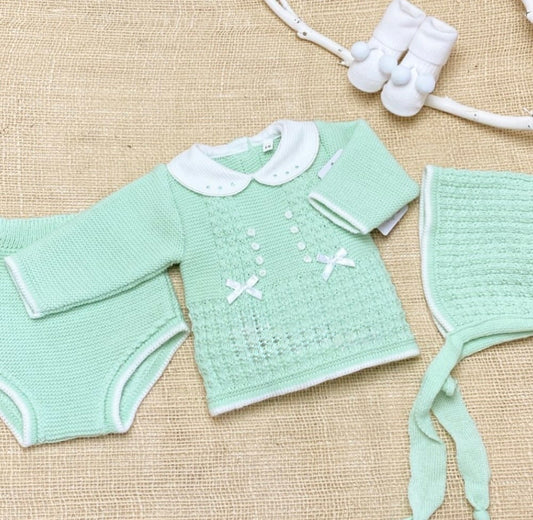 Conjunto 3 piezas verde agua (0 a 6 meses)