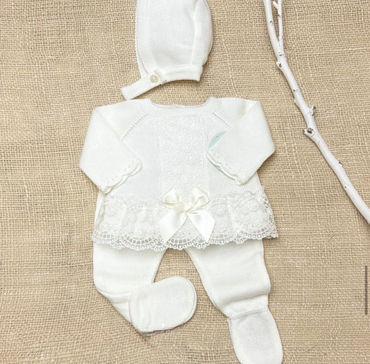 Conjunto 3 piezas marfil (00 a 3 meses)