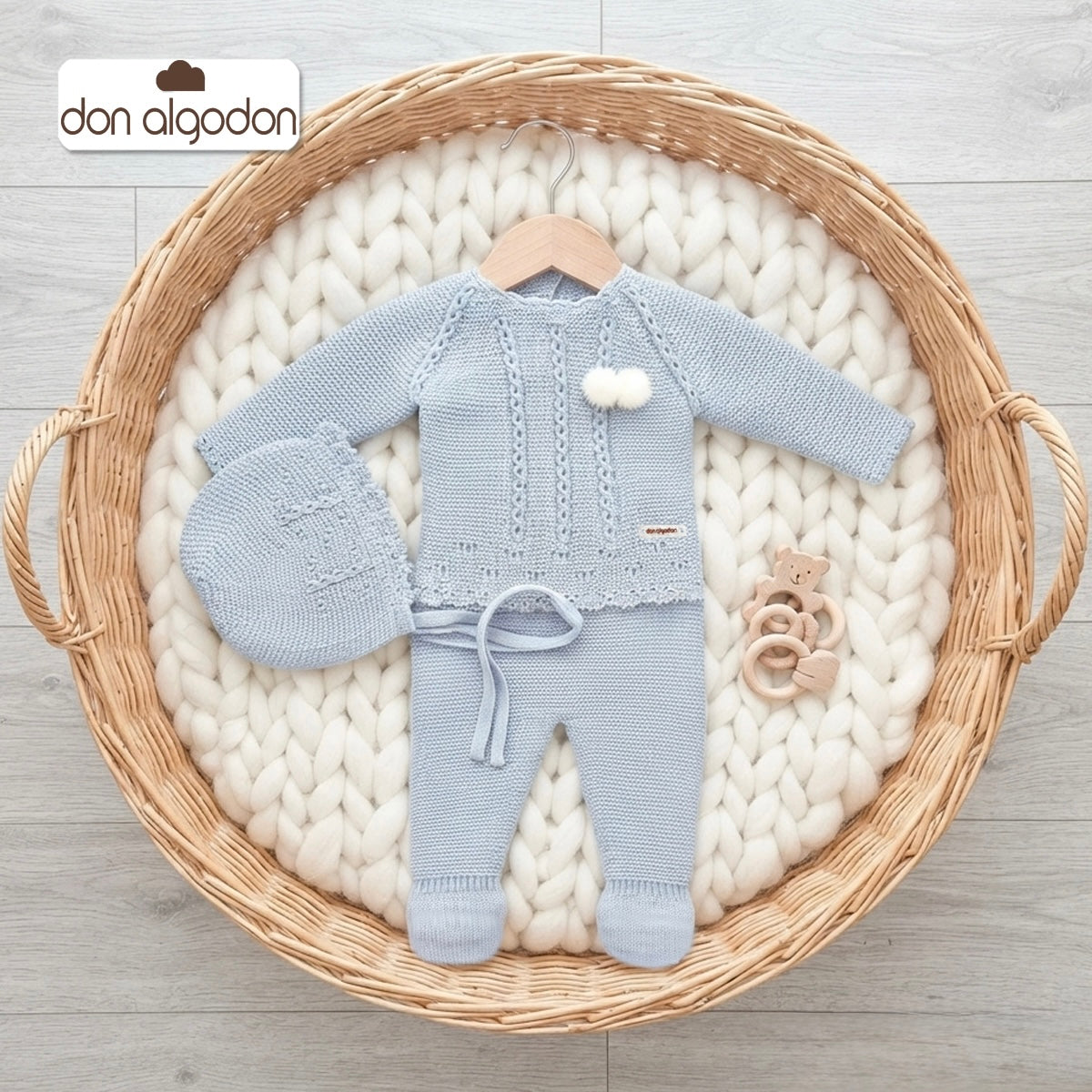 Conjunto de lana azul brisa (0 a 6 meses)