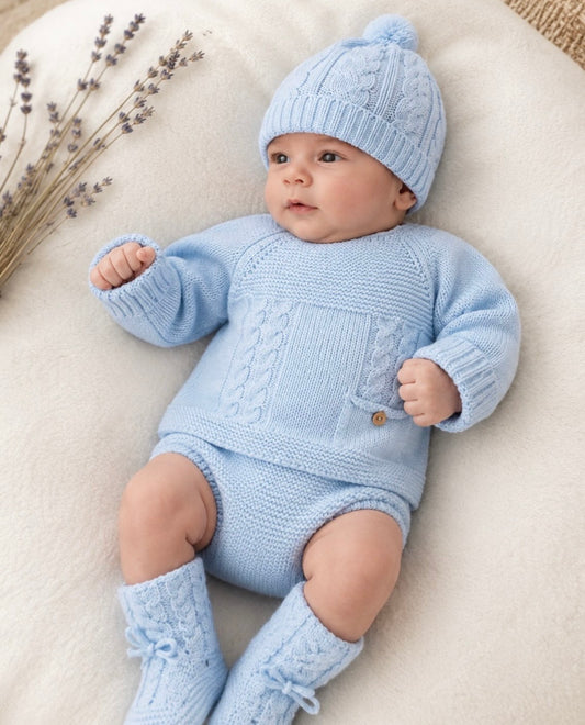 Conjunto 3 piezas azul celeste (0 a 12 meses)
