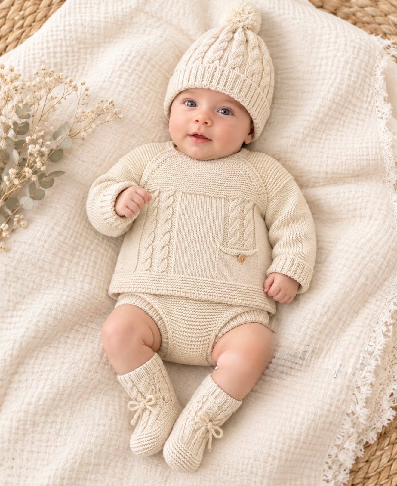 Conjunto 3 piezas vainilla (0 a 12 meses)