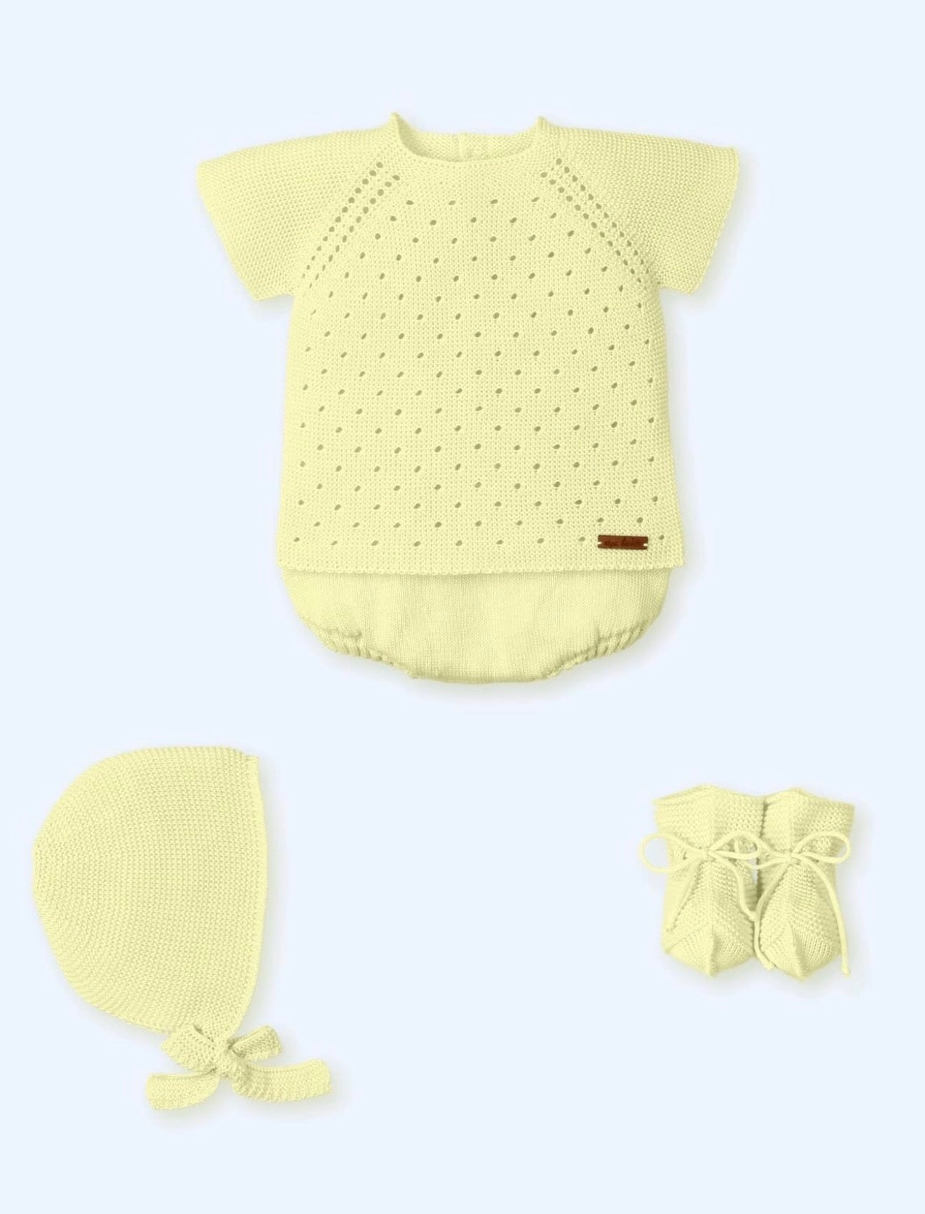 Conjunto 4 piezas de punto amarillo (0 a 3 meses)