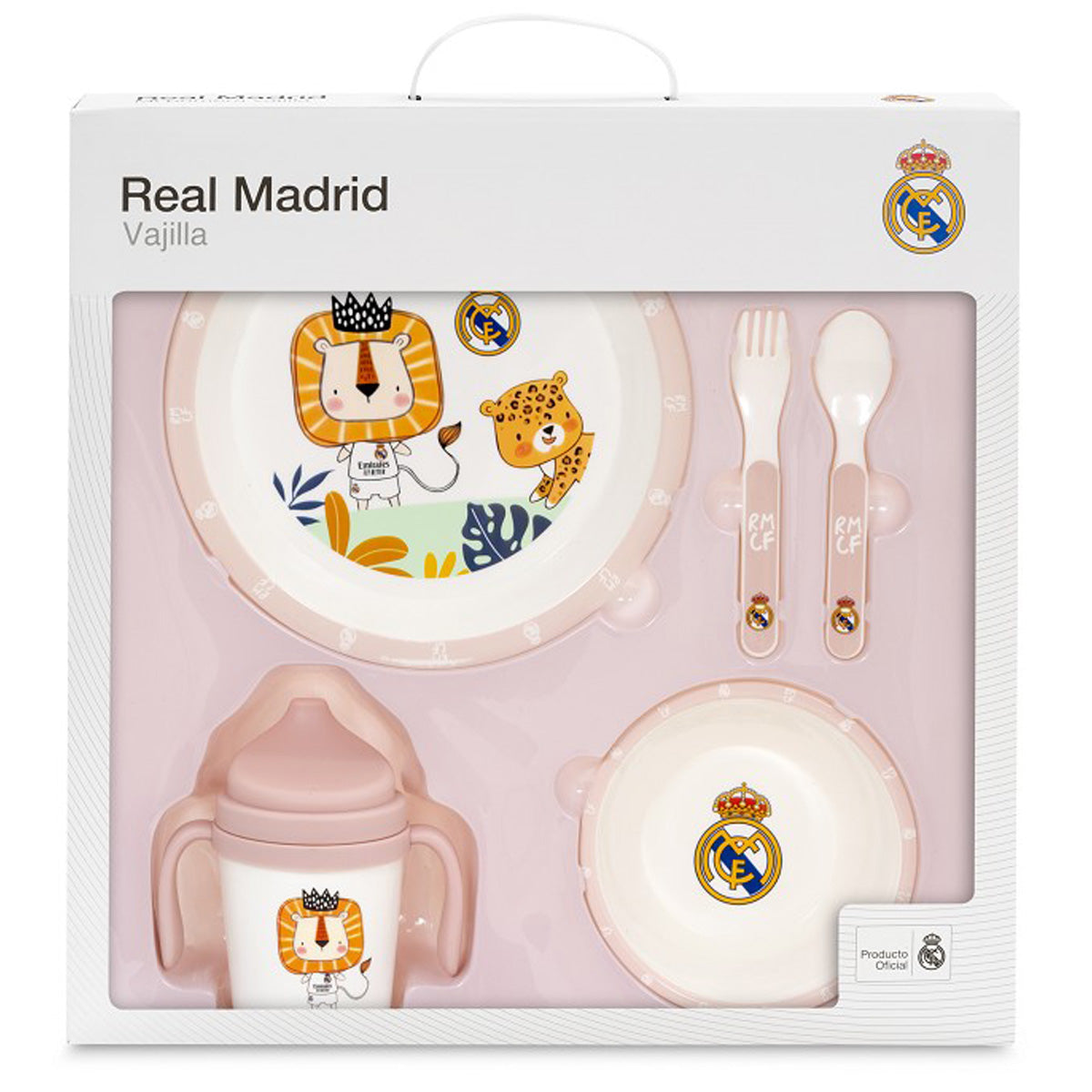 Set vajilla rosa de 5 piezas del Real Madrid