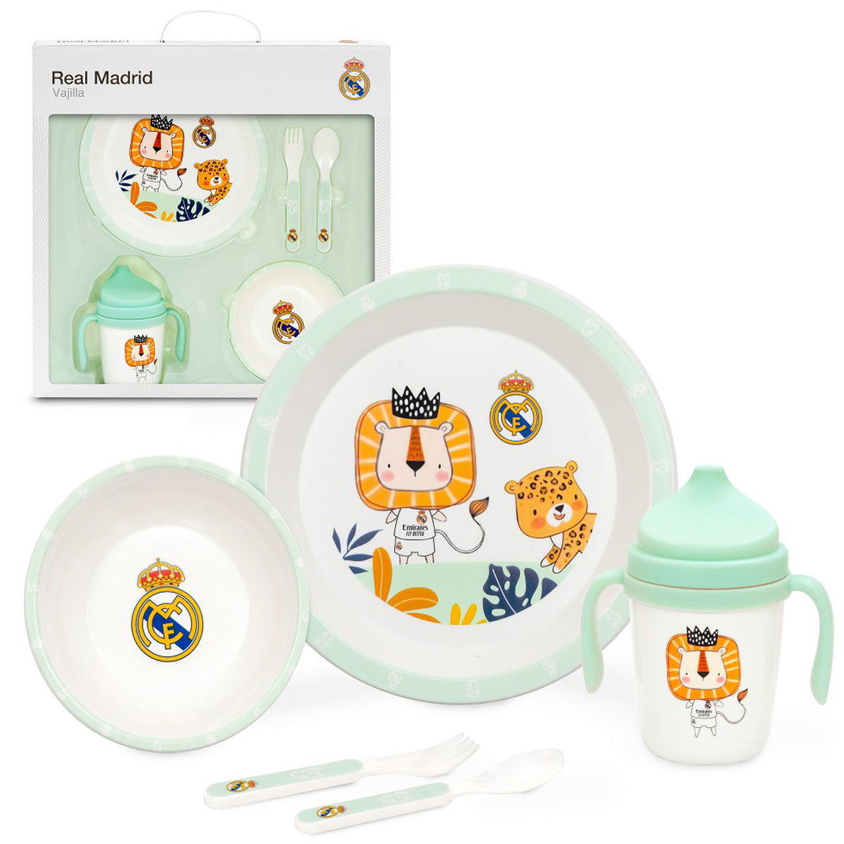 Set vajilla verde de 5 piezas del Real Madrid