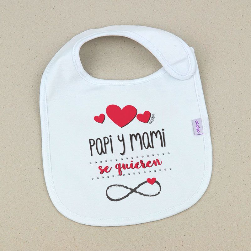 Babero Divertido Papi y Mami se quieren infinito
