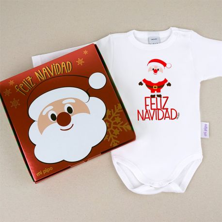 Babidu Body Navideño "Feliz Navidad" Papa Noel con cajita de regalo