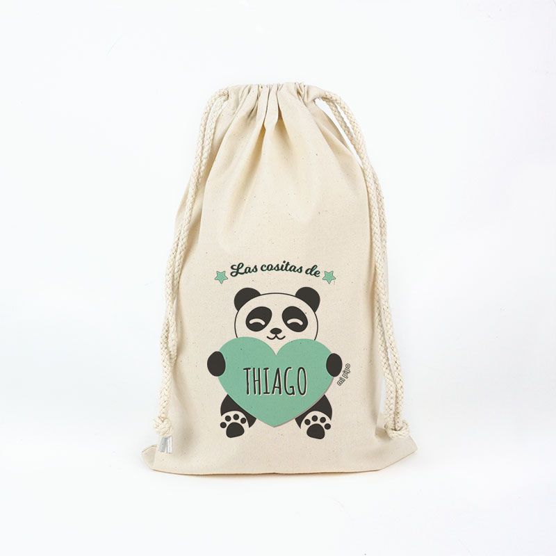 Bolsita Algodón Las cositas de... Panda Personalizado, color a elegir