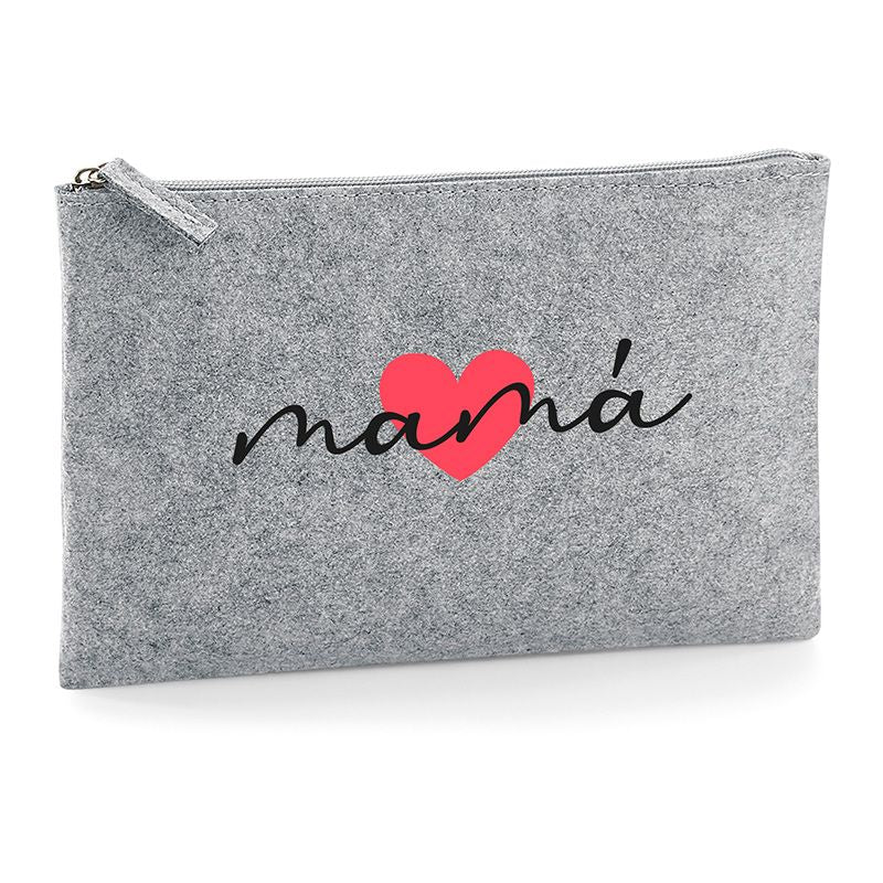 Bolso de Mano Shopper fieltro Gris Corazón + Nombre