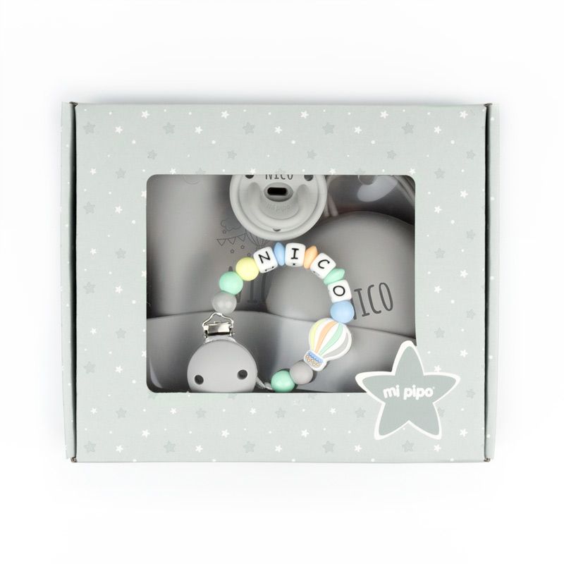 Cajita Gummy tipi globo gris personalizada