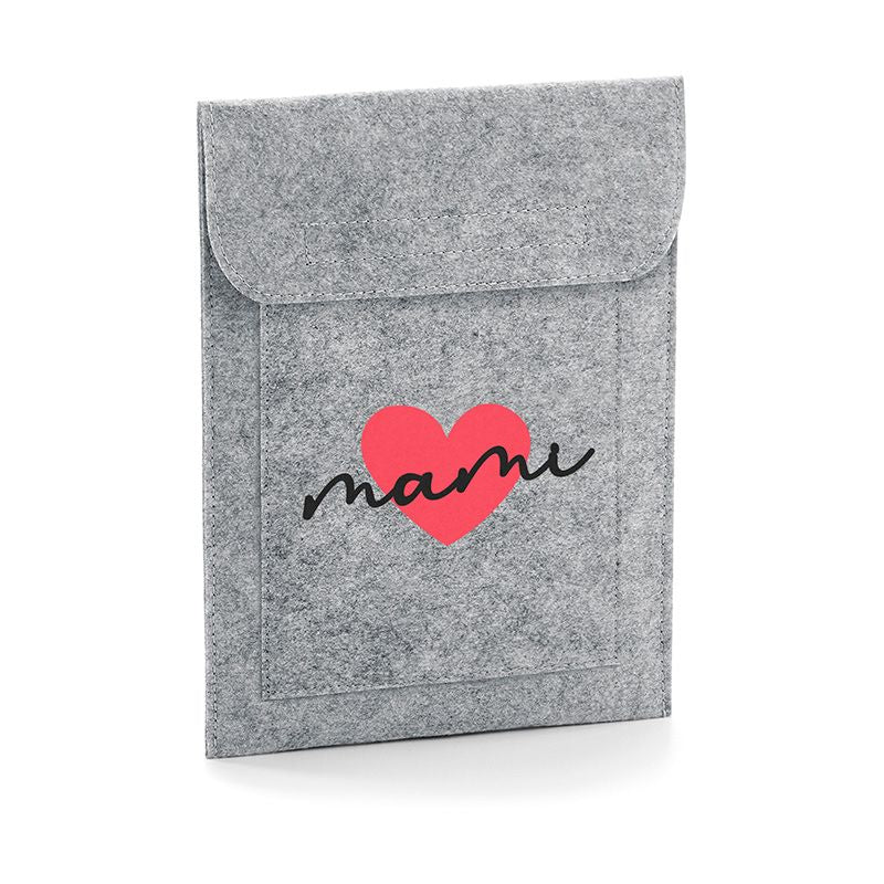 Funda Tablet Shopper fieltro Gris Corazón + Nombre