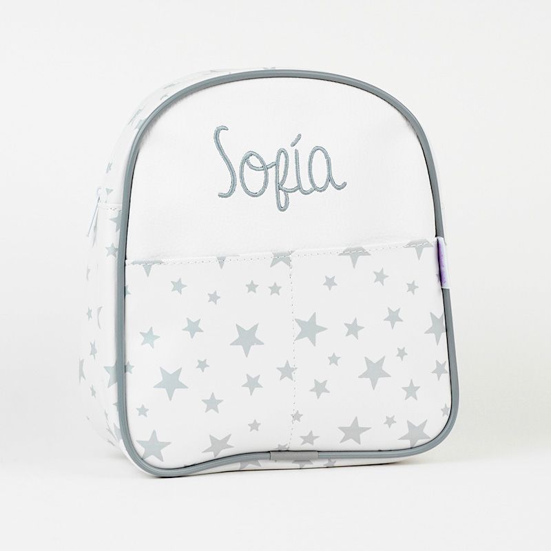 Mochila Estrellitas Gris Personalizada