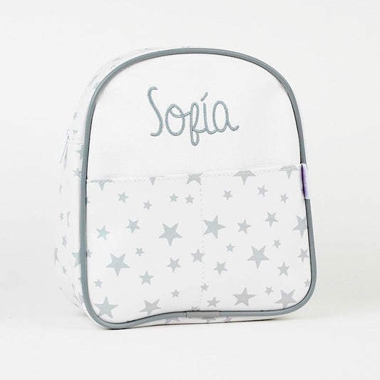 Mochila Estrellitas Gris Personalizada