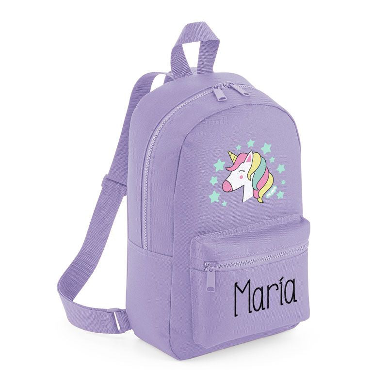 Mochila Medium Nylon Unicornio Personalizada, color a elegir