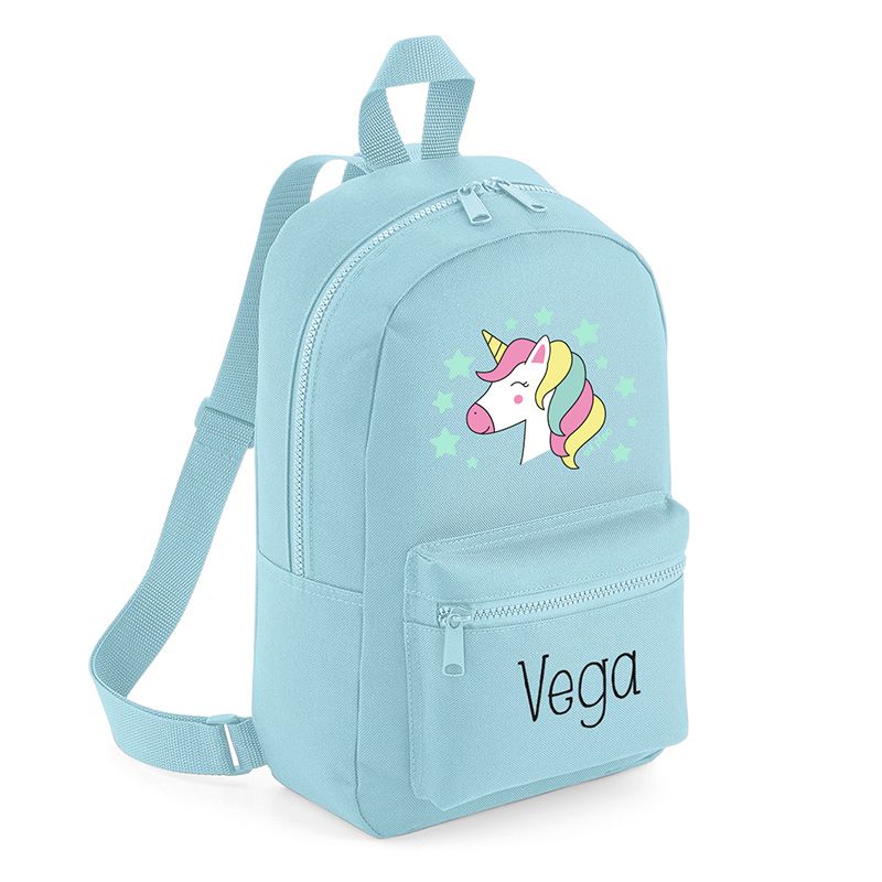 Mochila Medium Nylon Unicornio Personalizada, color a elegir